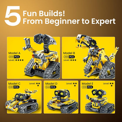 Sillbird Robot Building STEM Kit with Remote Control for Boys Ages 8-14, Technic Coding Gifts for Kids Birthday, Buildable 5in1 Robotics Toy with 596 Pieces