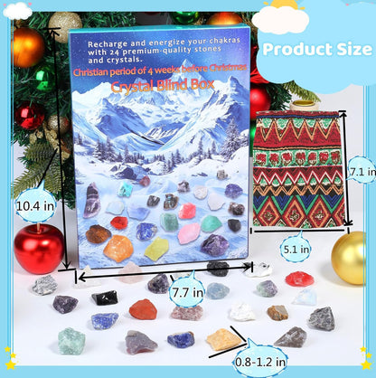 ZHIYUXI Crystal Advent Calendar 2025 Rock Collection Christmas Advent Calendar 2025 Crystals 24 Gemstones Christmas Countdown Calendar Advent Calendars Gem for Adult