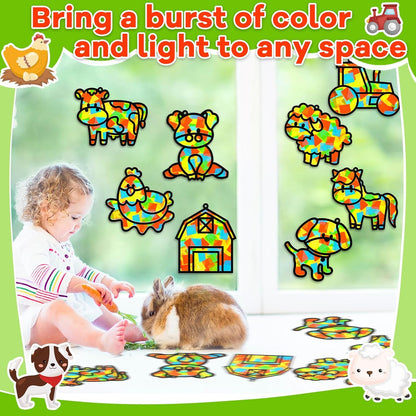 32 Sets Outer Space Suncatchers Craft Kit DIY Window Stained Glass Effect Planet Astronaut Alien Paper Crafts Home School Classroom Decoration Kid Birthday Gift Creative Art Project Activity Game - Colors A