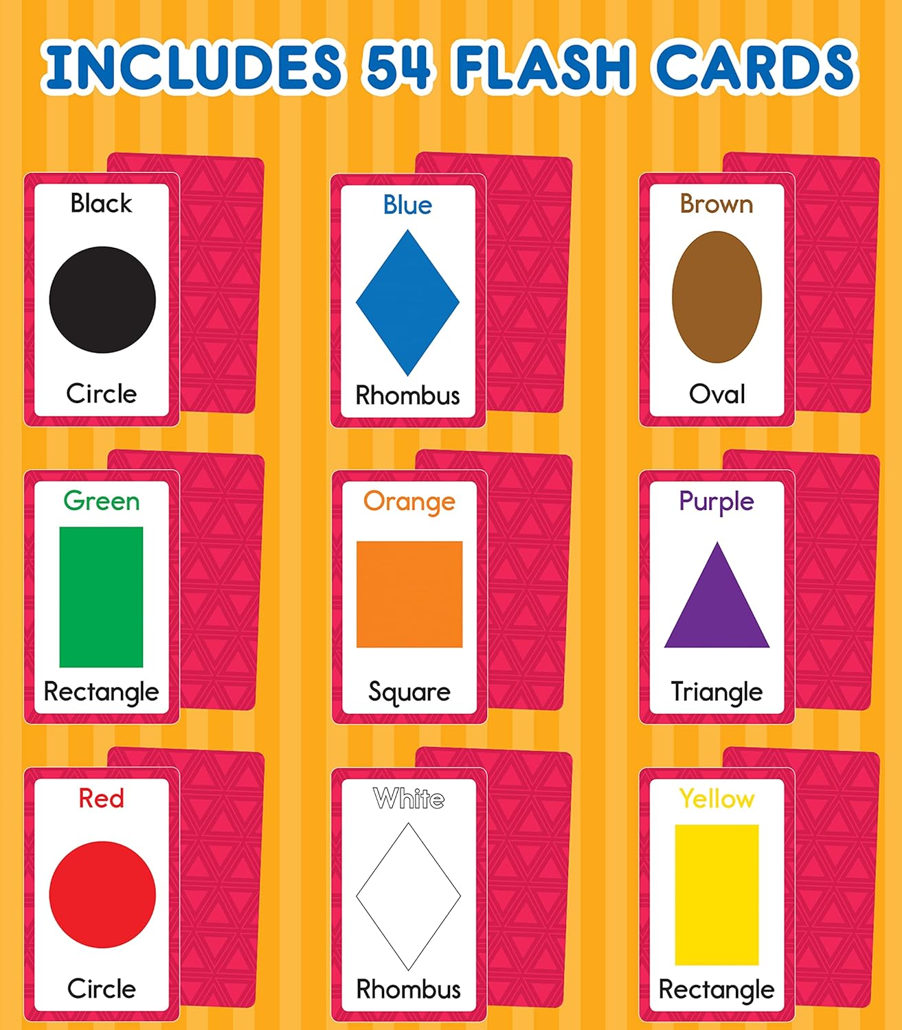 Carson Dellosa 54 Colors and Shapes Flash Cards, Toddler Learning Flashcards for Kids Ages 4 and Up, Educational Games for Preschool and Kindergarten Reading Readiness