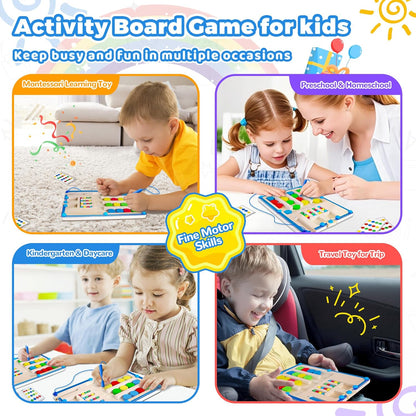 FCSONU Kids Magnetic Color Matching Puzzle Board Toys, Toddler Montessori Toys for 3 4 5 6 Years Old Boy Girls Birthday Gifts, Wooden Sensory Autistic Puzzle Maze Game Age 3-6, Preschool Activities