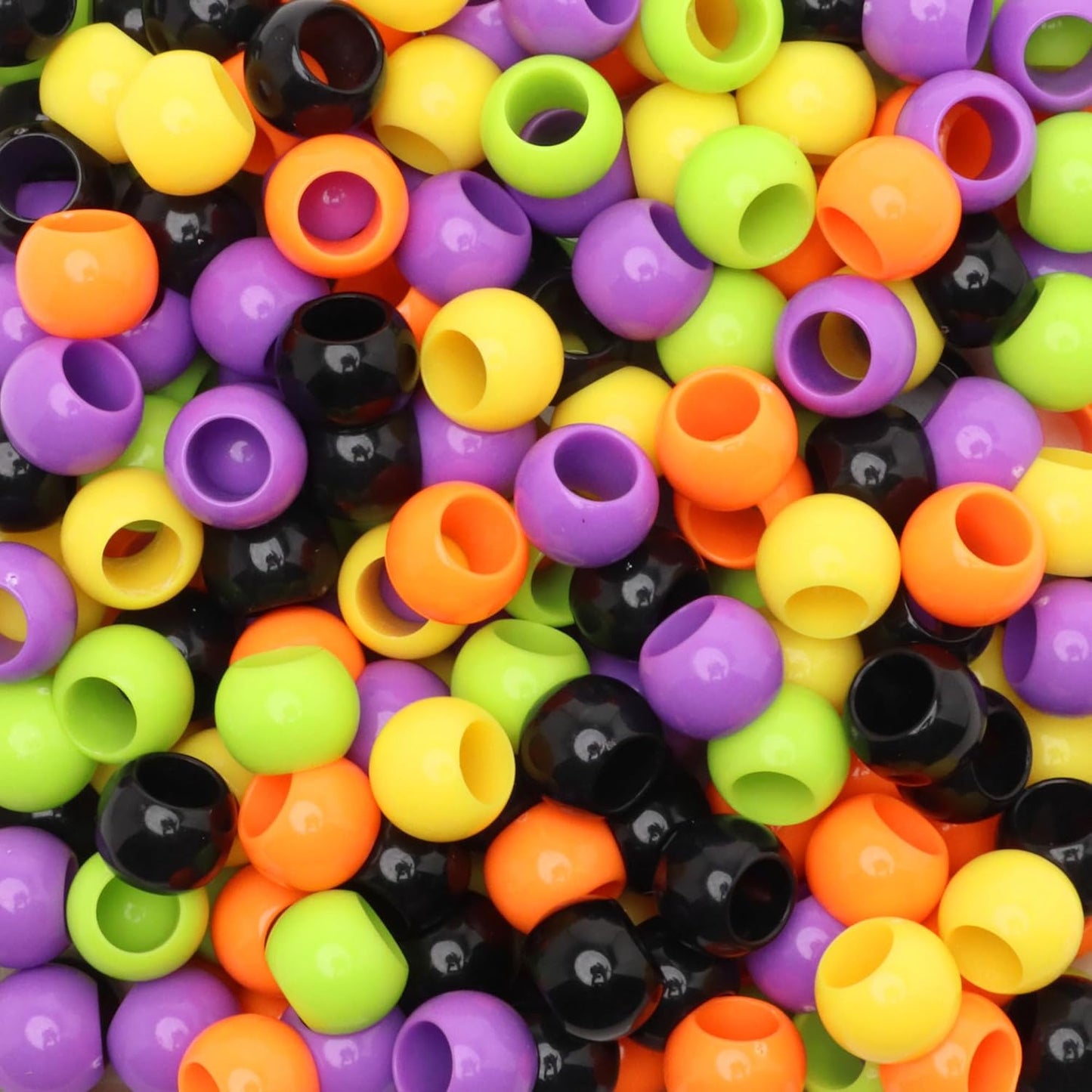 300 Acrylic Large Hole Beads for Crafts and for Hair 10mm x 12mm Acrylic Barrel Beads with 5.7mm Large Hole, Glossy Primary Assortment
