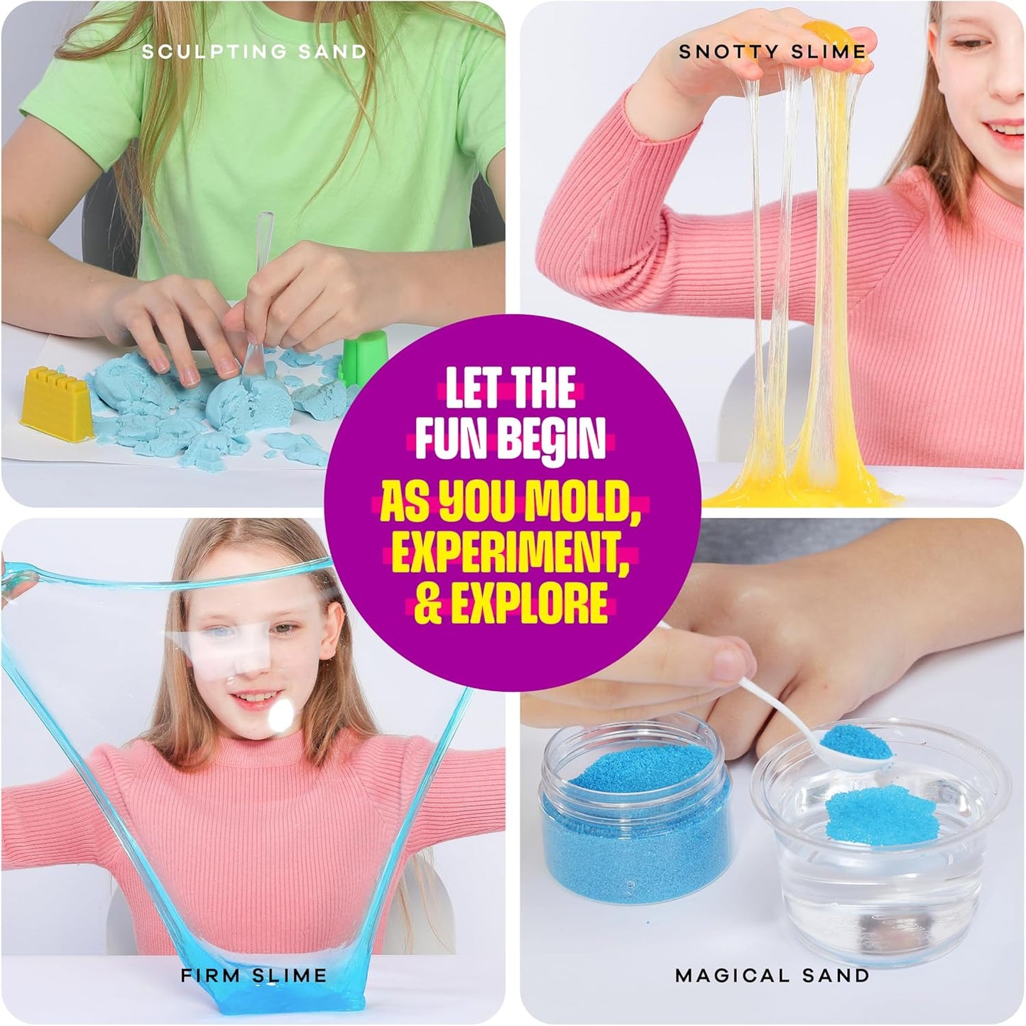 Dan&Darci Slime, Putty & Sand Sensory Science Kit - Slimes for Kids Age 8-10 8-12 - Play Sands Kits for Boys & Girls - 8 9 10 Year Old Boy Gifts - Christmas Birthday Gift - STEM Toys