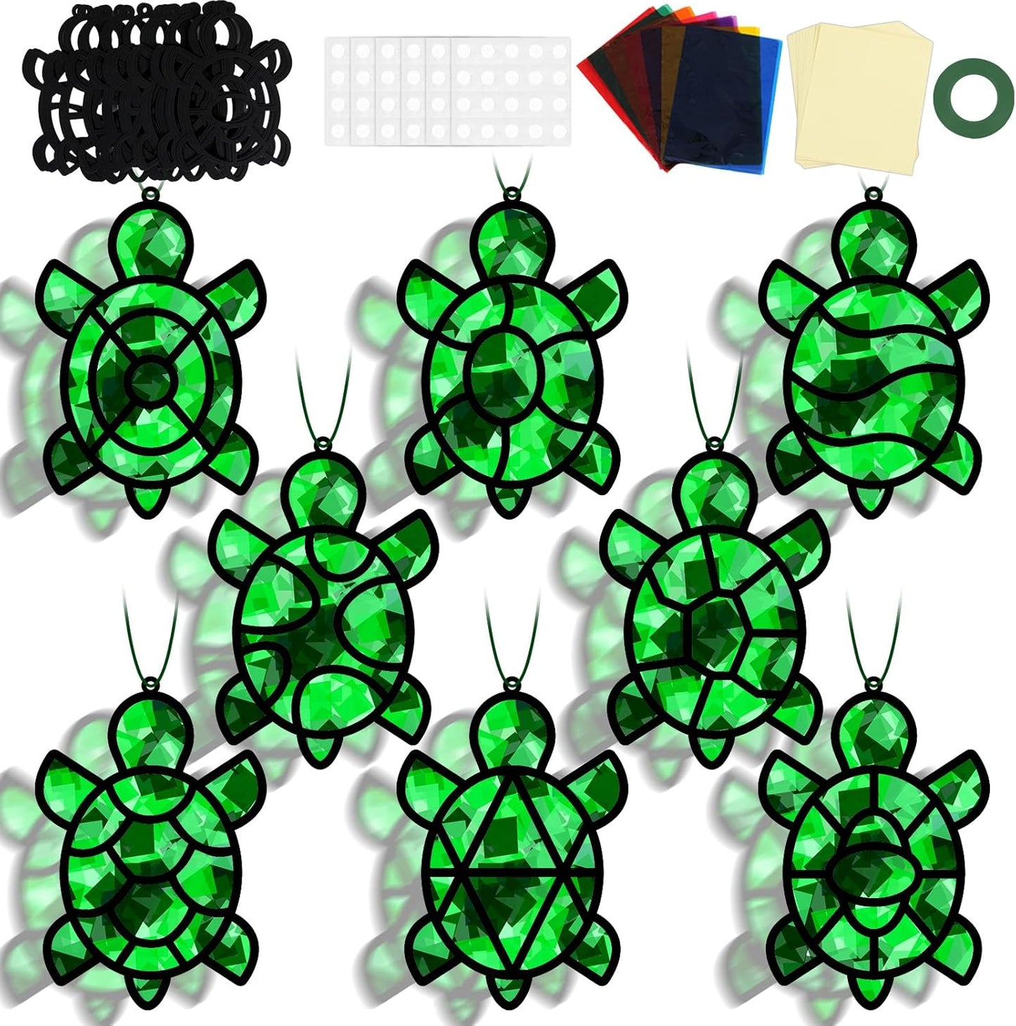 32 Sets Outer Space Suncatchers Craft Kit DIY Window Stained Glass Effect Planet Astronaut Alien Paper Crafts Home School Classroom Decoration Kid Birthday Gift Creative Art Project Activity Game - Colors B