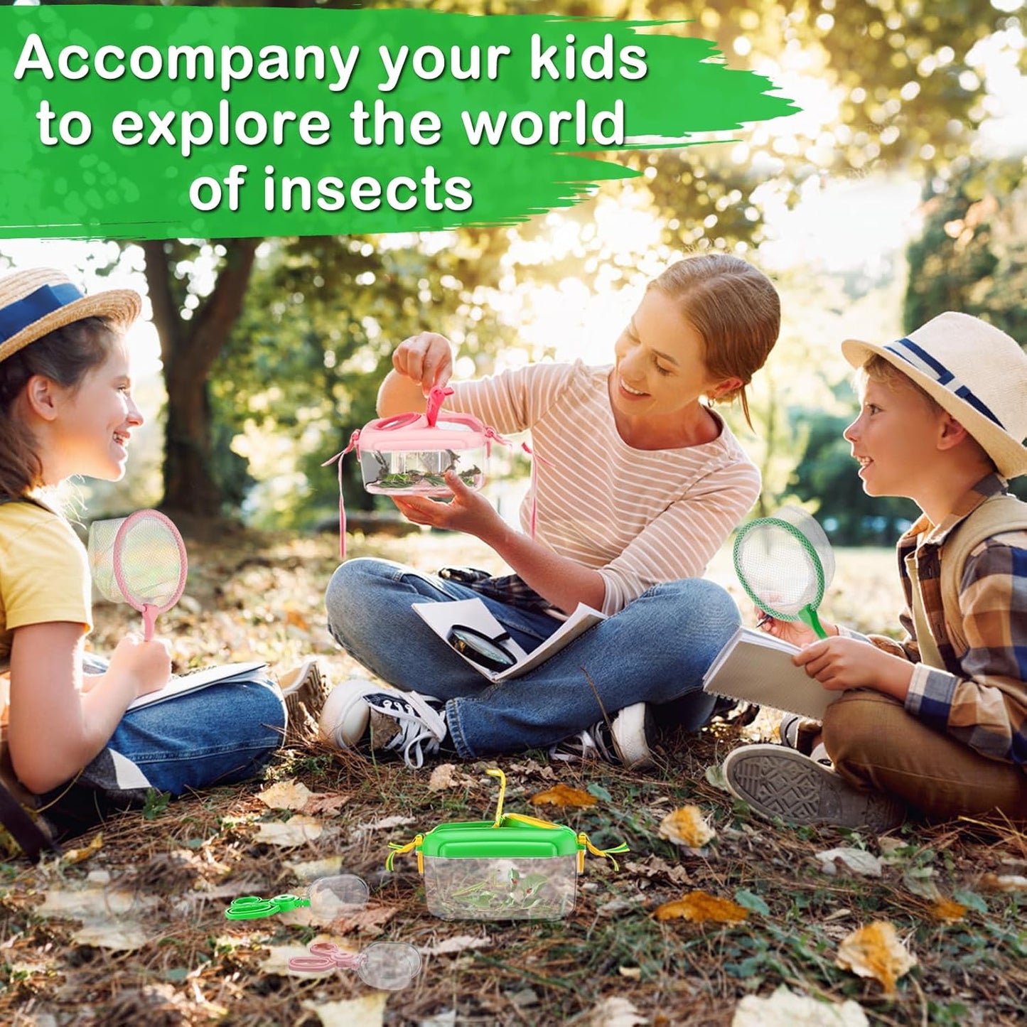 2Sets Bug Catcher for Kids - Sturdy Kids Bug Catching Kit Gifts with Collector Butterfly Net Tweezer, Bugs Habitat Outdoor Explorer Kit for Age 3 4 5 6 7 8, 8Pcs