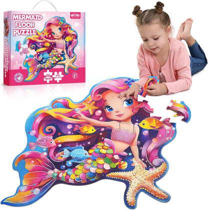 BenBen Floor Puzzles for Kids, 52 Piece Jumbo Mermaid Puzzle for Kids Ages 4-6, Large Jigsaw Puzzle for Toddlers 3-5, Mermaid Toys Birthday Gift for Girls Boys