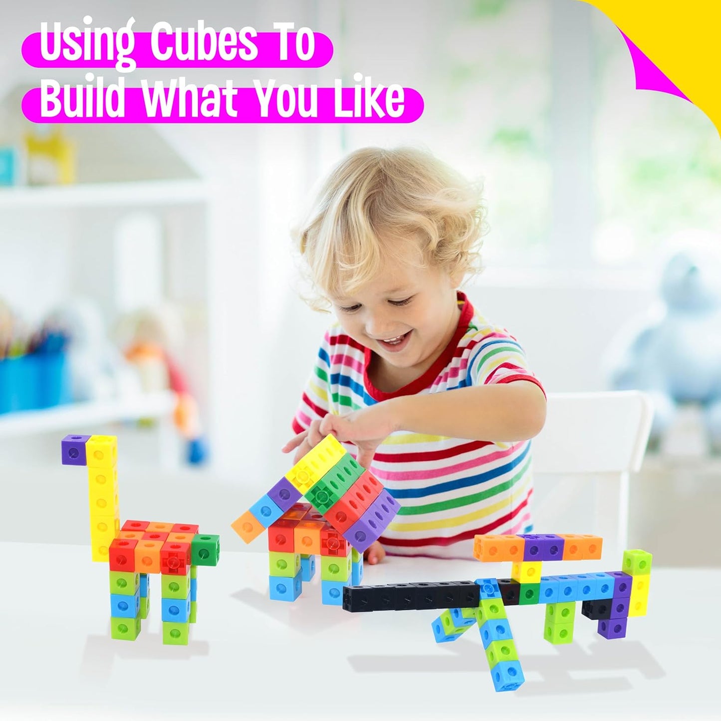 SpriteGru Math Linking Cubes, Math Cubes Manipulatives with Activity Cards Linking Cube Math Counters for Kids Kindergarten Learning Activities