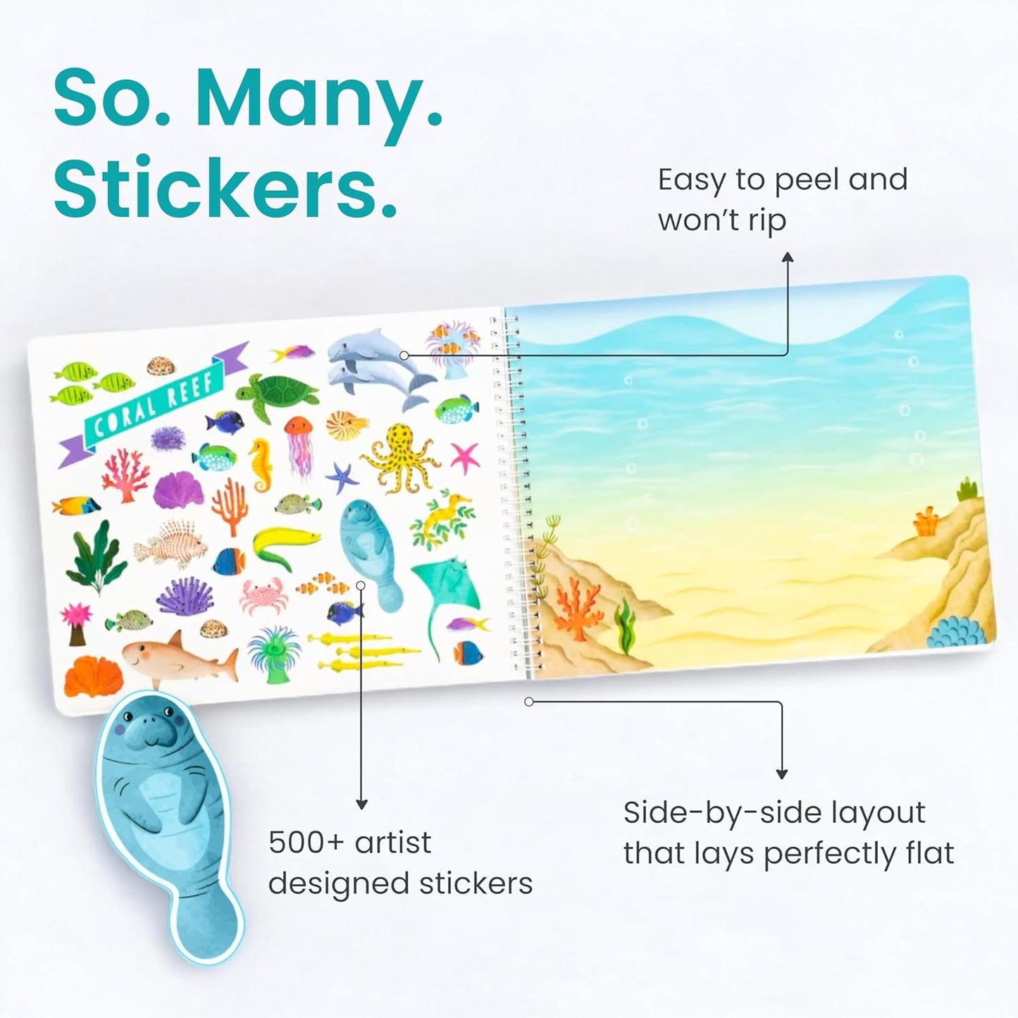 Animals Habitat 500+ Kids Sticker Book by Cupkin Toddler Airplane Travel Activity Coloring and Sticker Book, Road Trip Essentials, 12 Coloring Pages + 12 Scenes for Ages 2–8 Years - Colors A