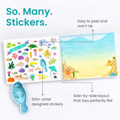 Animals Habitat 500+ Kids Sticker Book by Cupkin Toddler Airplane Travel Activity Coloring and Sticker Book, Road Trip Essentials, 12 Coloring Pages + 12 Scenes for Ages 2–8 Years - Colors A