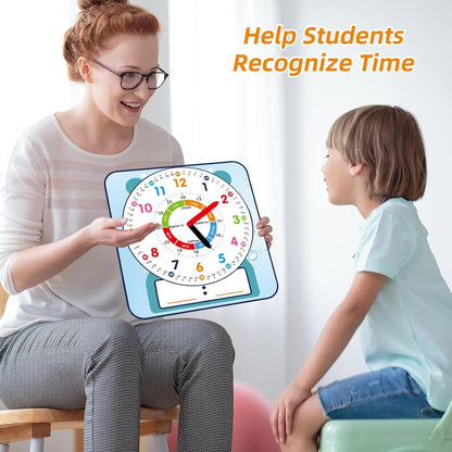 ANCOMEDO Large 12" Magnetic Writable Dry Erase Teaching Clock,Teaching Demonstration Clock for Kids Learning Time with Cute Style for Home School Classroom Supplies(12" x 11")