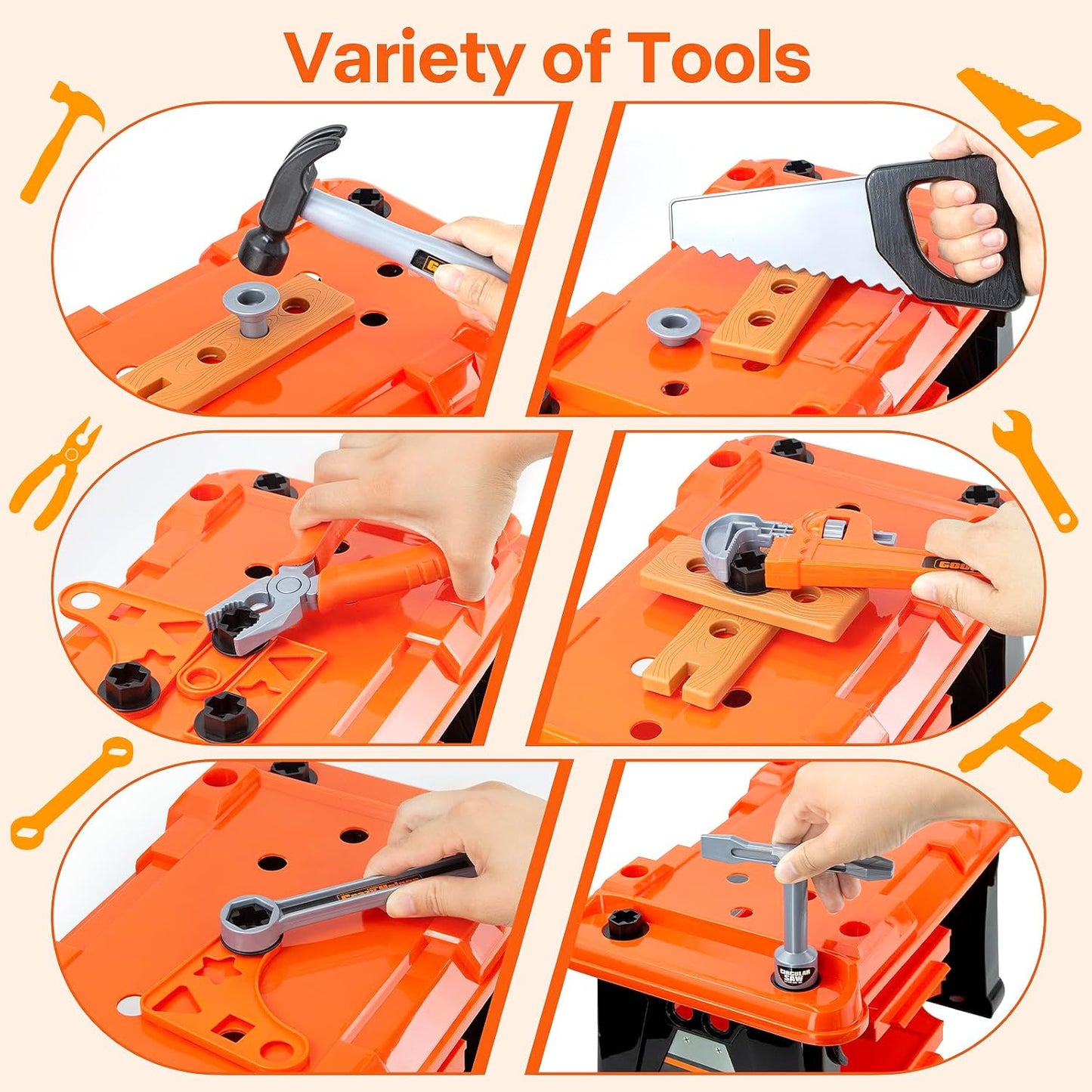 Kids Tool Set – Zealous 48 pcs Toddler Tool Set with Tool Box & Electronic Toy Drill, Pretend Play Kids Toys, Toy Construction Tools for Kids Ages 3,4,5,6,7,8 Years Old (A-Orange)