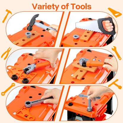 Kids Tool Set – Zealous 48 pcs Toddler Tool Set with Tool Box & Electronic Toy Drill, Pretend Play Kids Toys, Toy Construction Tools for Kids Ages 3,4,5,6,7,8 Years Old (A-Orange)