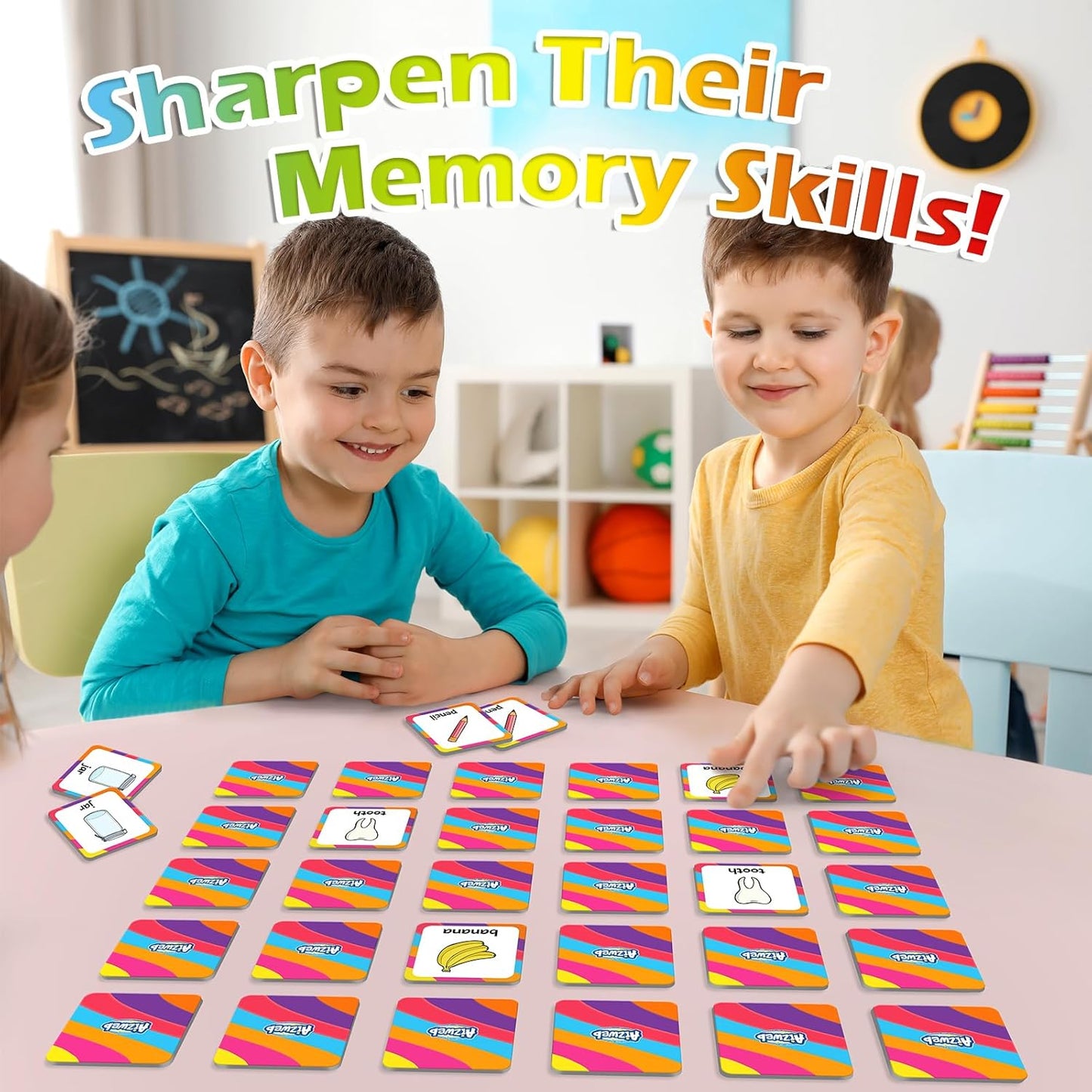 Aizweb CVC Word Match Game - 60 Pc Toddler Card Games for Kids Ages 3-6, Phonics Flash Cards for Preschool & Kindergarten Learning Activities, Educational Toys for Home School Supplies