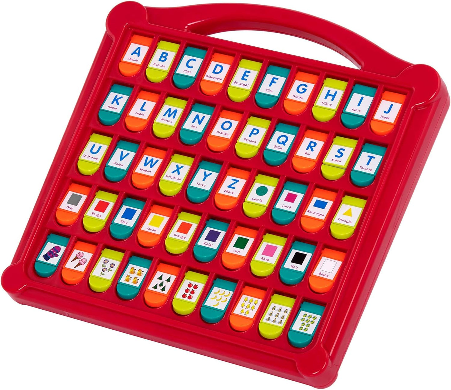 Battat - Alphabet Cache-Cache - French Alphabet Toy for Learning - 50 Pop-Up Flaps - Letters, Words, Numbers, Colors, Shapes - Educational Toy for Toddlers, Kids - 3 Years +