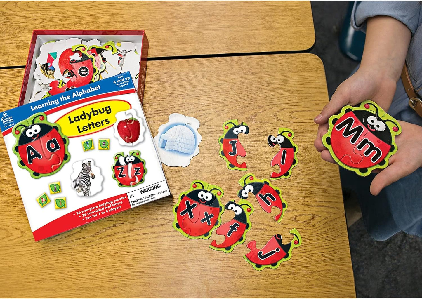 Carson Dellosa Education Lady Bug Letters Game, 26 2-Sided Ladybugs and Leaves Alphabet Puzzle, abc Kindergarten and Preschool Learning Activities for Toddlers Ages 4+