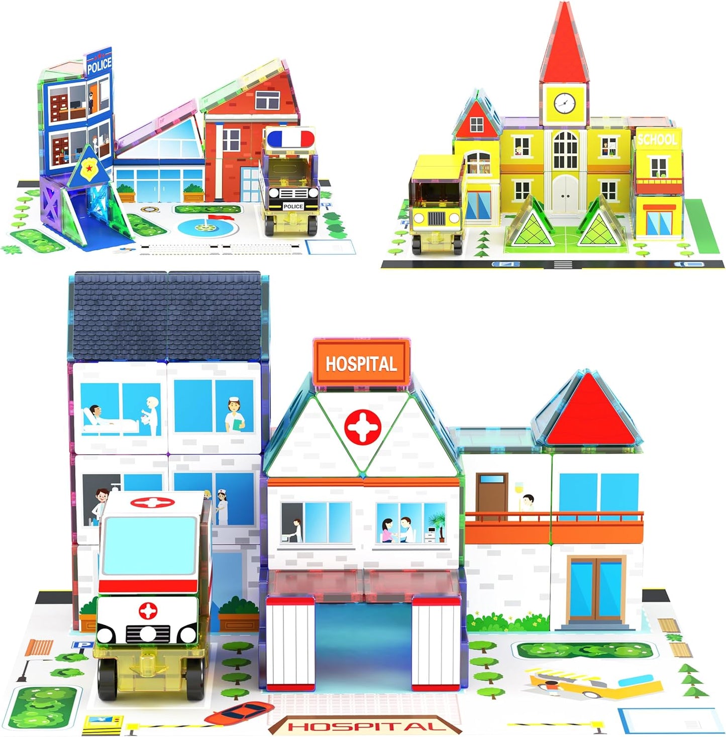 PicassoTiles Magnetic Building Block Set Geometry Shape Magnet Tiles Construction Toy STEM Learning Kit Educational Playset Playboard Pretend Play Stacking Blocks Child Brain Development PT16