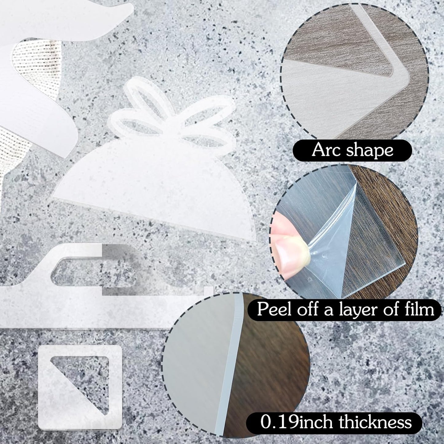 Router Templates, 4pcs Acrylic Charcuterie Board Handle Template, LYMOI Clear Cut Board Thick Handle Template, Angled Curvy Tracing Stencils Cut Guide Tools for Kitchen Woodworking. (Style 1)