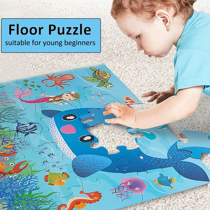 Jumbo Floor Puzzle for Kids, Large Jigsaw Puzzles 35 Piece for Kids Ages 3-5,Preschool Learning & Education Toys, Gifts for 4-8 Year Old Boys and Girls (Grassland Animal)