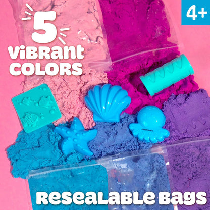 Play-Doh Sand Castle Bucket, 5 Colors & Scents of Play Sand, Resealable Cans with 5 Fun Tools, Sand Castle Building Kit, Creativity for Kids Sensory Bin, Toys for Soft Play