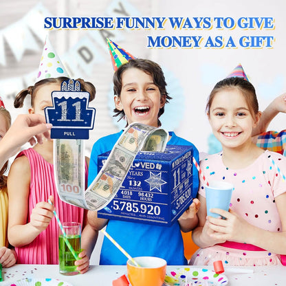 10 Happy Birthday Money Box for Cash Gift, 10th Birthday Decorations for Boys and Girls, Gifts for 10 Year Old Boy, Boy Gift Ideas, Cool Things for Teen -Blue with 100PCS Bags