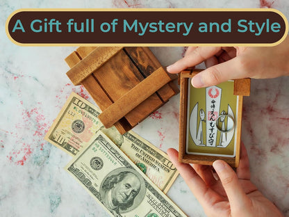 BSIRI Wooden Secret Money Puzzle Box Brain Teaser with Hidden Compartments Ideal Jewelry Stash 3D Lock Gift Card Wood Stash Holder for Cash Gifts Storage for Kids and Adults Double Magic Puzzles Boxes