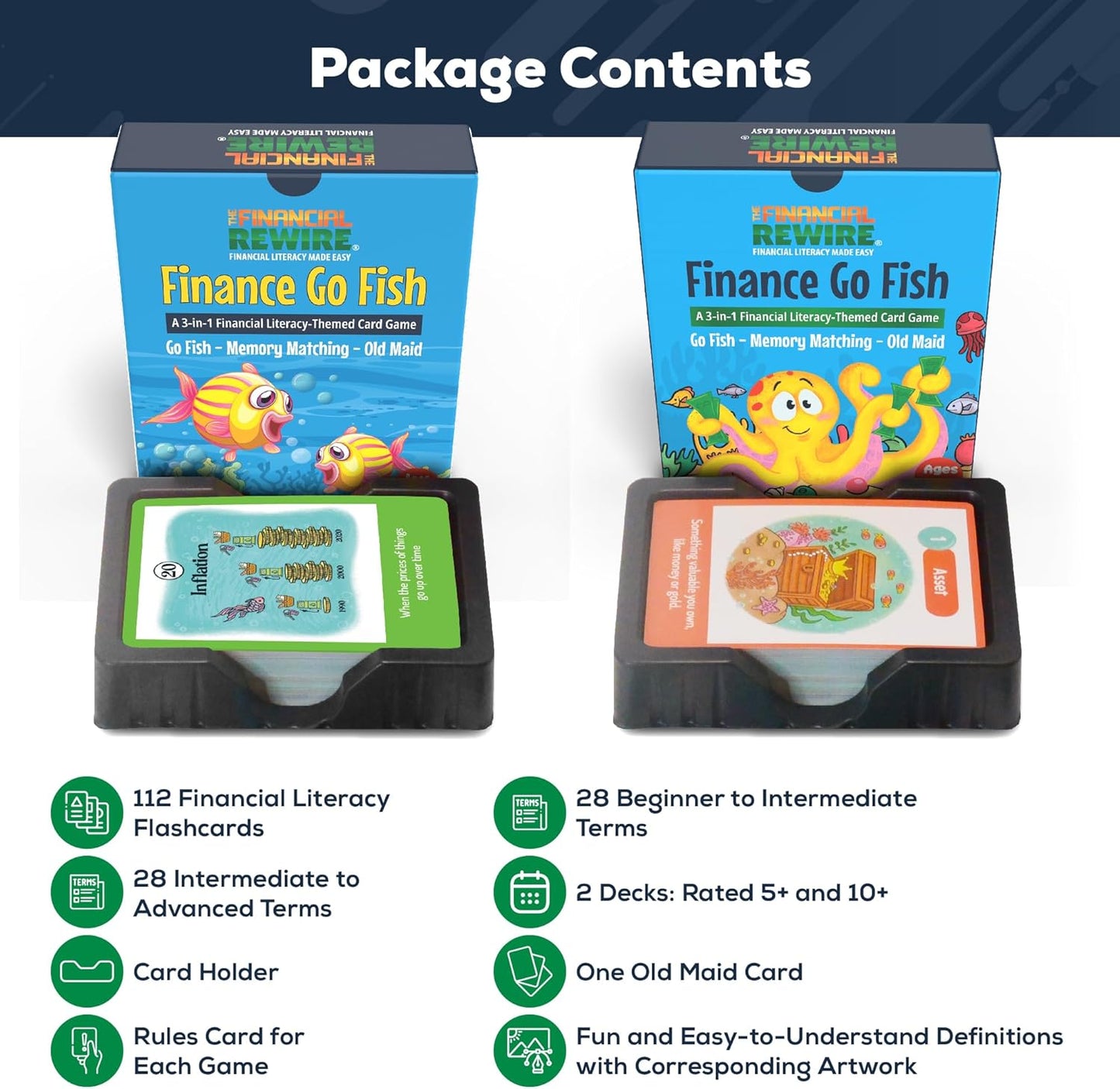 Finance Go Fish – 3-in-1 Financial Literacy Card Game for Kids Ages 5–12 | Go Fish, Memory & Old Maid | Educational Money Vocabulary Deck (Combo)
