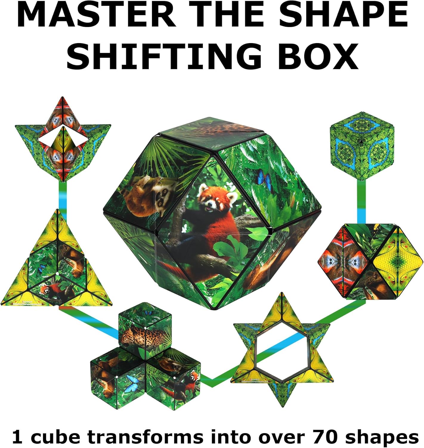 Shashibo Shape Shifting Box - Award-Winning STEM Fidget Toy with Ultra Strong Magnets - Puzzle Cube Transforms Into 100+ Shapes, Perfect Sensory Gift for Kids, Teens, and Adults (Artic)