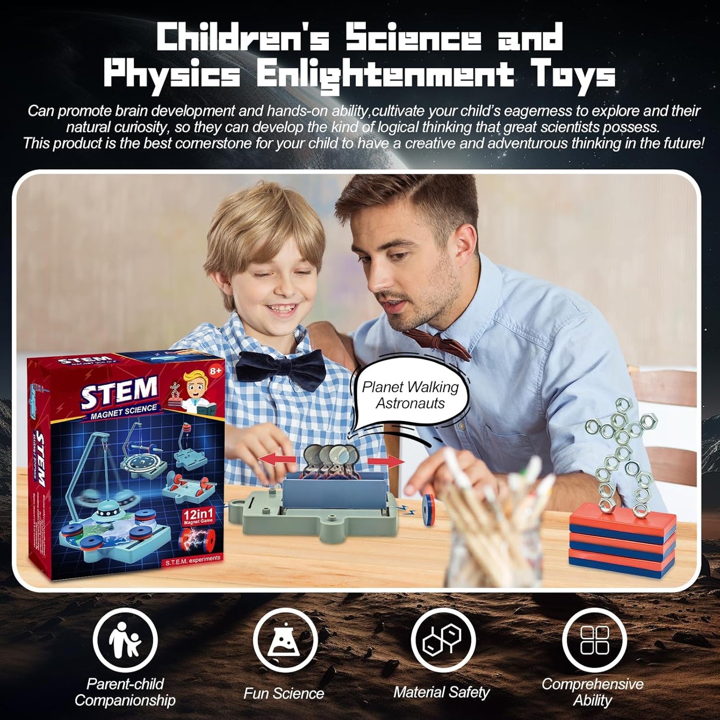 Magnetic Science Kit,Anti Gravity Magnetic Levitation Kit,12 in 1 Magnetic Science Magnetic Toys for Kids Ages 8-12 Magnets for Science Magnetic Physics Toys Educational Gift for Kids