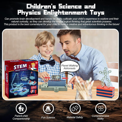 Magnetic Science Kit,Anti Gravity Magnetic Levitation Kit,12 in 1 Magnetic Science Magnetic Toys for Kids Ages 8-12 Magnets for Science Magnetic Physics Toys Educational Gift for Kids
