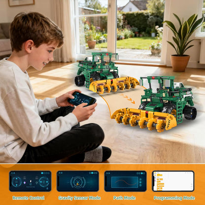 5 IN 1 STEM Robot Toys Building Kits for Kids Ages 6-14, App & Remote Control STEM Harvester/Plowing Cart/Water Truck Robot Building Set, Programmable Transformers RC Robotics Gifts for Kids Boys