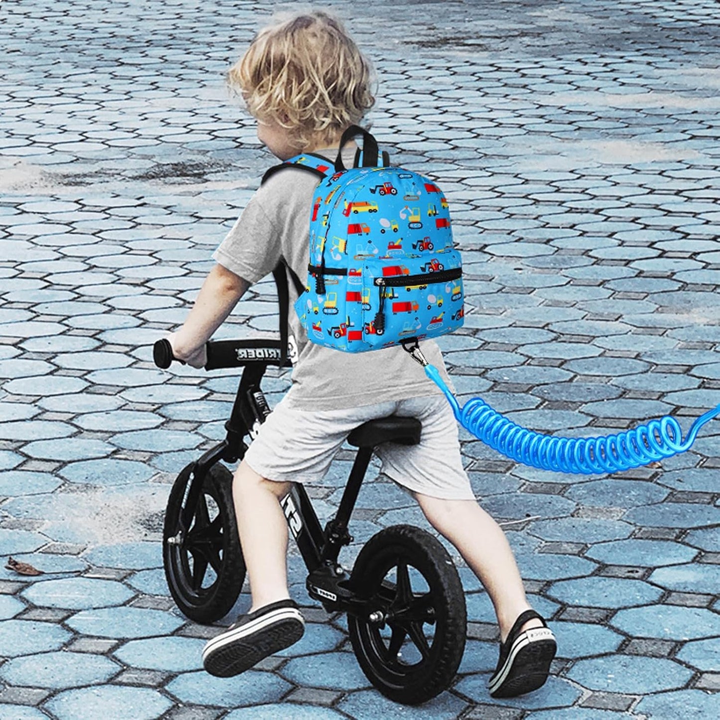 Accmor Toddler Backpack Leash, Mini Child Backpack with Anti Lost Wrist Link, Cute Kids Backpack Leash Walking Harness for Outdoor Travel, Small Excavator Backpack Tether for Baby Boys Girls Ages 1-3