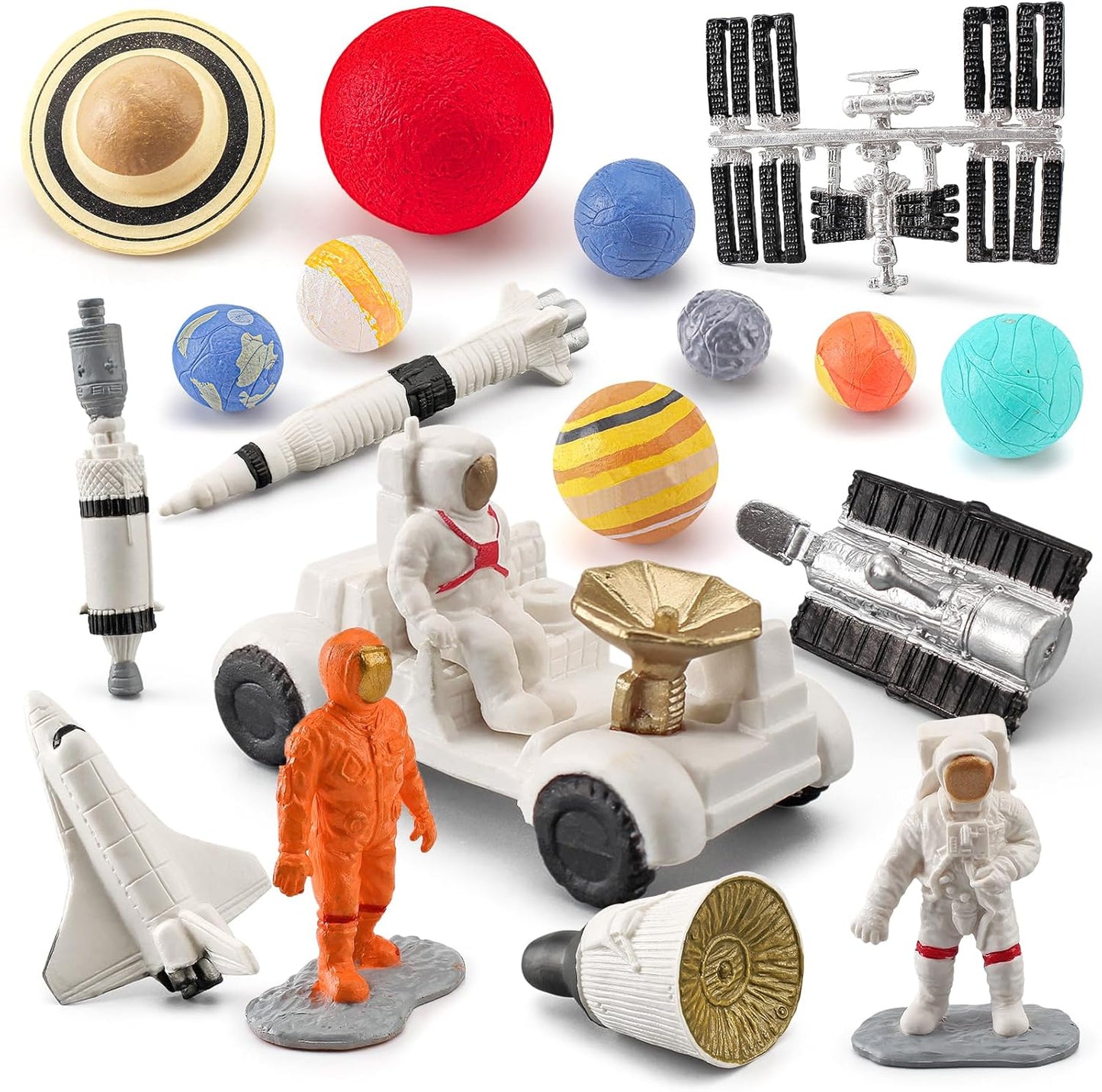 19PCS Planets Solar System Astronaut Figure Toy Children Solar Power Kit Space Exploration Spaceman Science Kit for Kids Party Birthday Gift