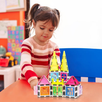PicassoTiles 101 Piece Magnetic Tile Building Blocks Set with Durable Storage Bag STEM Educational Construction Magnet Toy Kit for Toddlers Preschool Kids Boys Girls Age 3 Plus Indoor Learning PT06