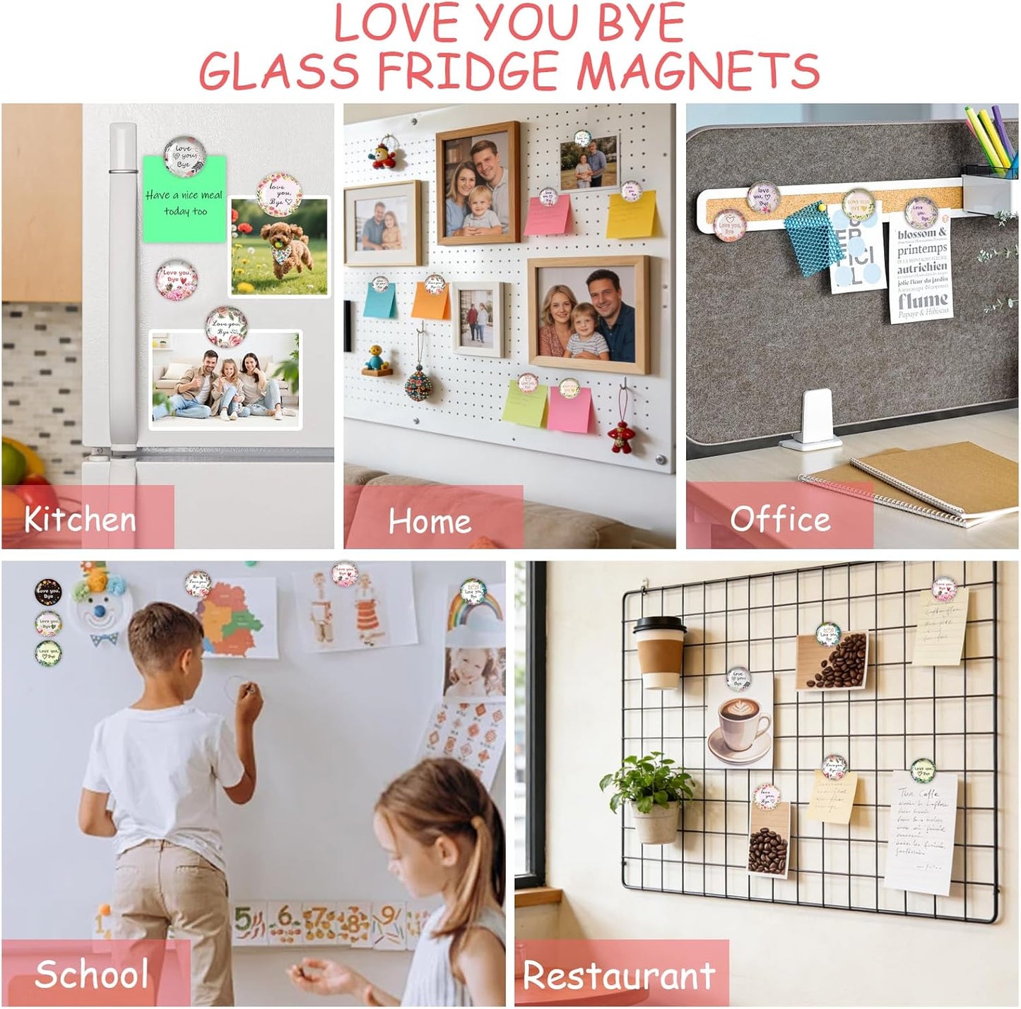 12PCS Love You Bye Fridge Magnets,Refrigerator Magnets Decorative for Whiteboard,Crystal Glass Magnet for Fridge,Cute Fridge Magnet for Locker,Crafts,Dry Erase,Kitchen,Office,Cubicle,Cabinet,Classroom