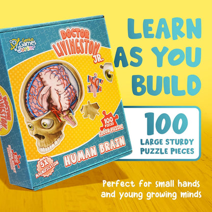 Human Anatomy Kids Floor Puzzle - Dr Livingston Jr's 100-Piece Full Body Jigsaw Puzzle - 4 FT Medically Accurate Floor Puzzles for Kids Ages 6-8, 4-8, 8-10 - Educational Toys for Children, Toddlers
