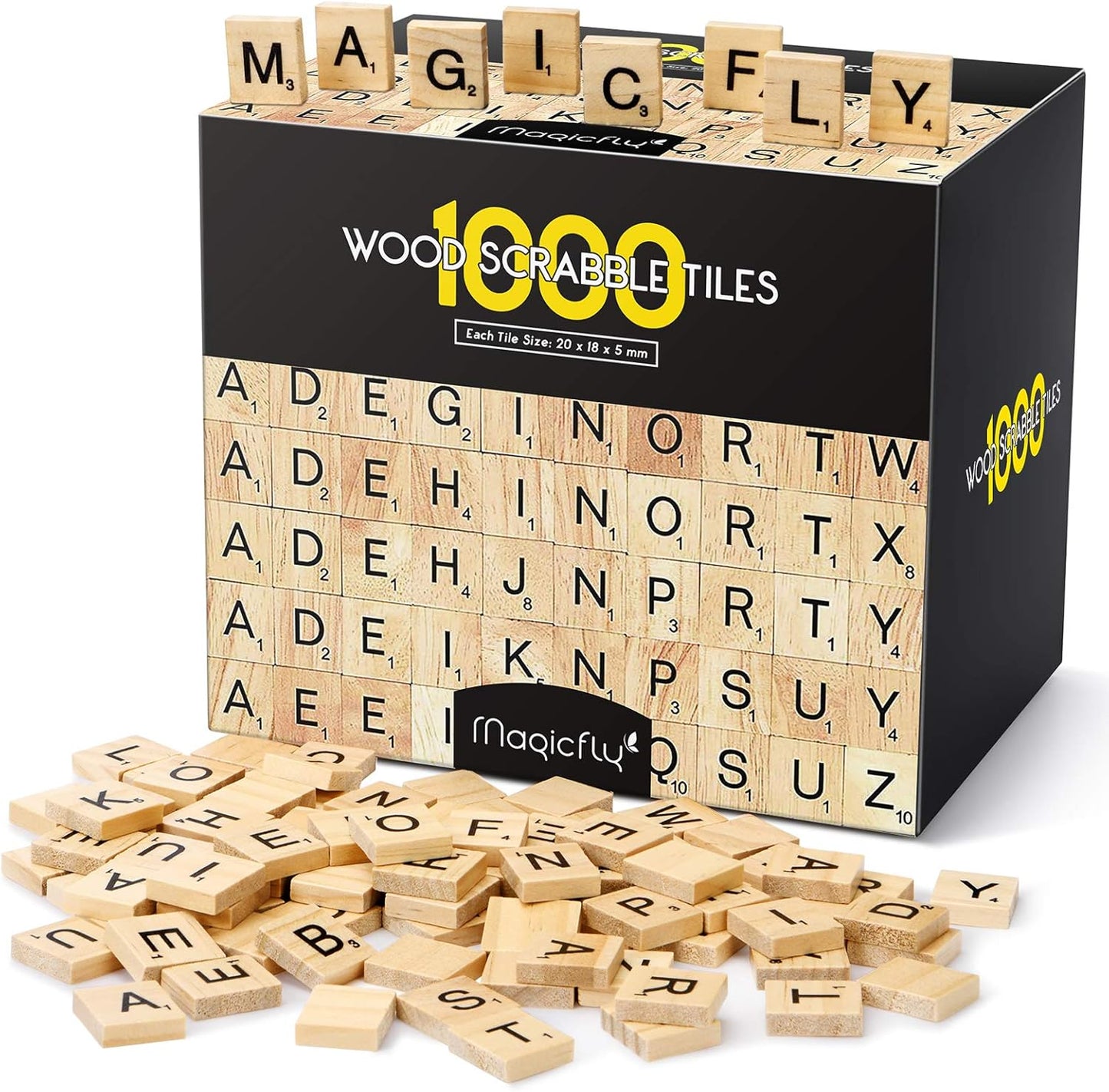 Magicfly 500 Pieces Letter Tiles, Wooden Scrabble Tiles for Crafts, A-Z Capital Wood Letters for Crafts, Spelling,Scrabble Crossword Game