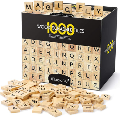 Magicfly 500 Pieces Letter Tiles, Wooden Scrabble Tiles for Crafts, A-Z Capital Wood Letters for Crafts, Spelling,Scrabble Crossword Game