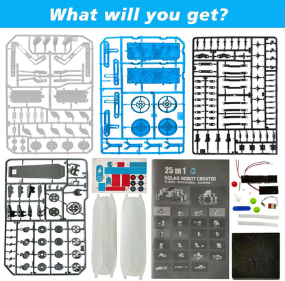 STEM 25-in-1 Education DIY Solar Power Toys for Boys Age 8-12, Science Kits Robots Toys for Ages 8-13, Building Toys Robotics Experiment Set Birthday Gifts for Kids 8 9 10 11 12 13 14+ Years Old