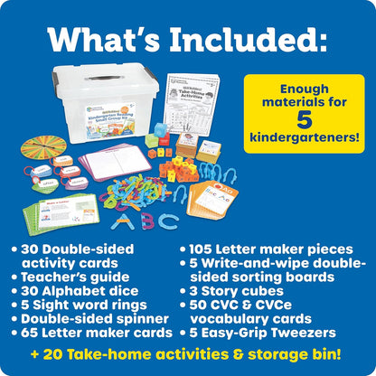 Learning Resources Skill Builders! Kindergarten Reading Activity Set - 122 Pieces, Ages 5+, Back to School Essential Materials, Homeschool Supplies