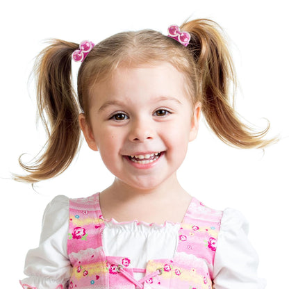 12pc Bubble Ball Ponytail Holders – Iridescent Double Bead Hair Ties for Girls and Toddlers – Colorful No-Damage Elastic Hair Bands for Pigtails and Braids