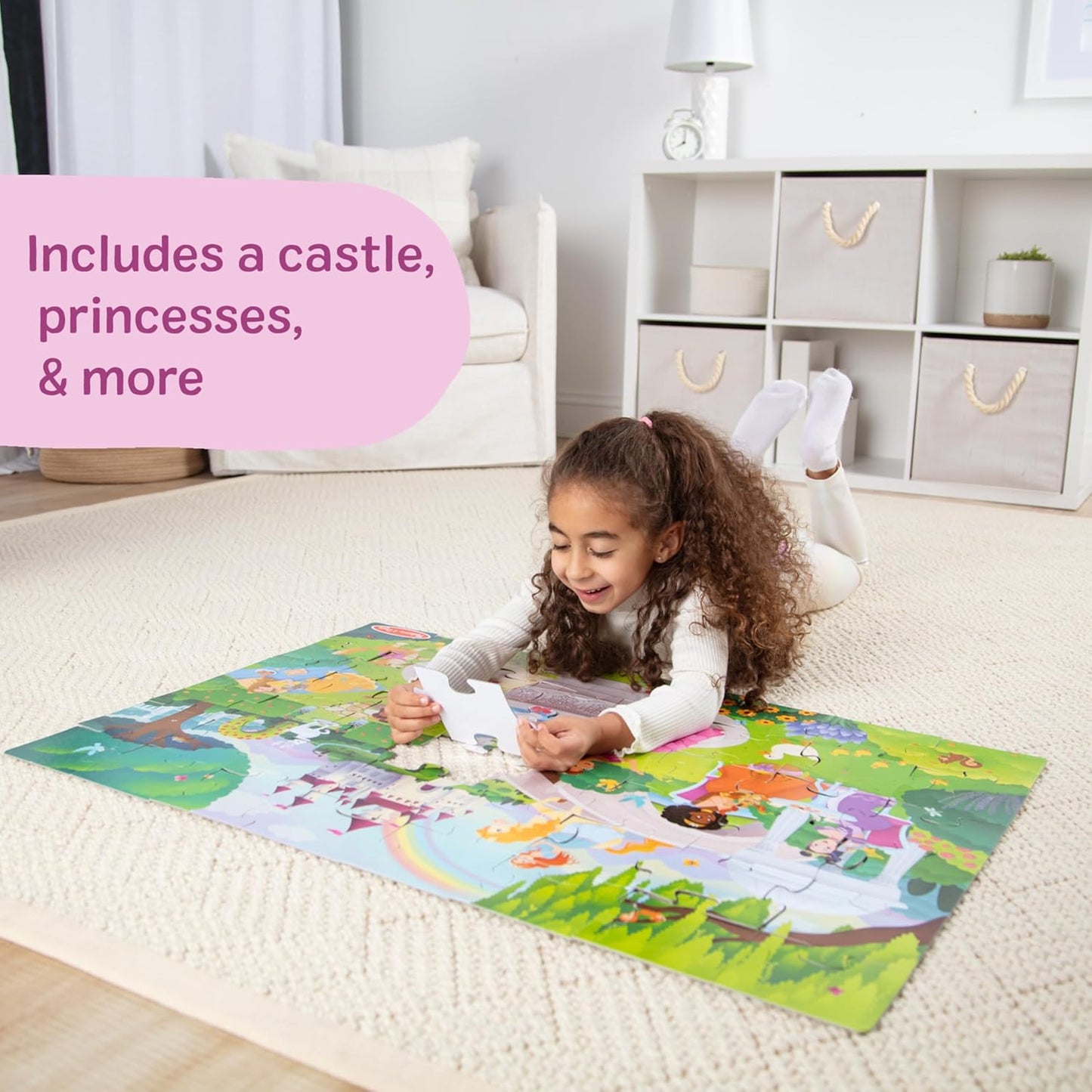 Melissa & Doug Fairy Tale Castle, Storybook Princess Themed Jumbo Floor Puzzle, 48-Piece Jigsaw Puzzle, 3 x 2 Foot Toddler Puzzles for Kids Ages 3+