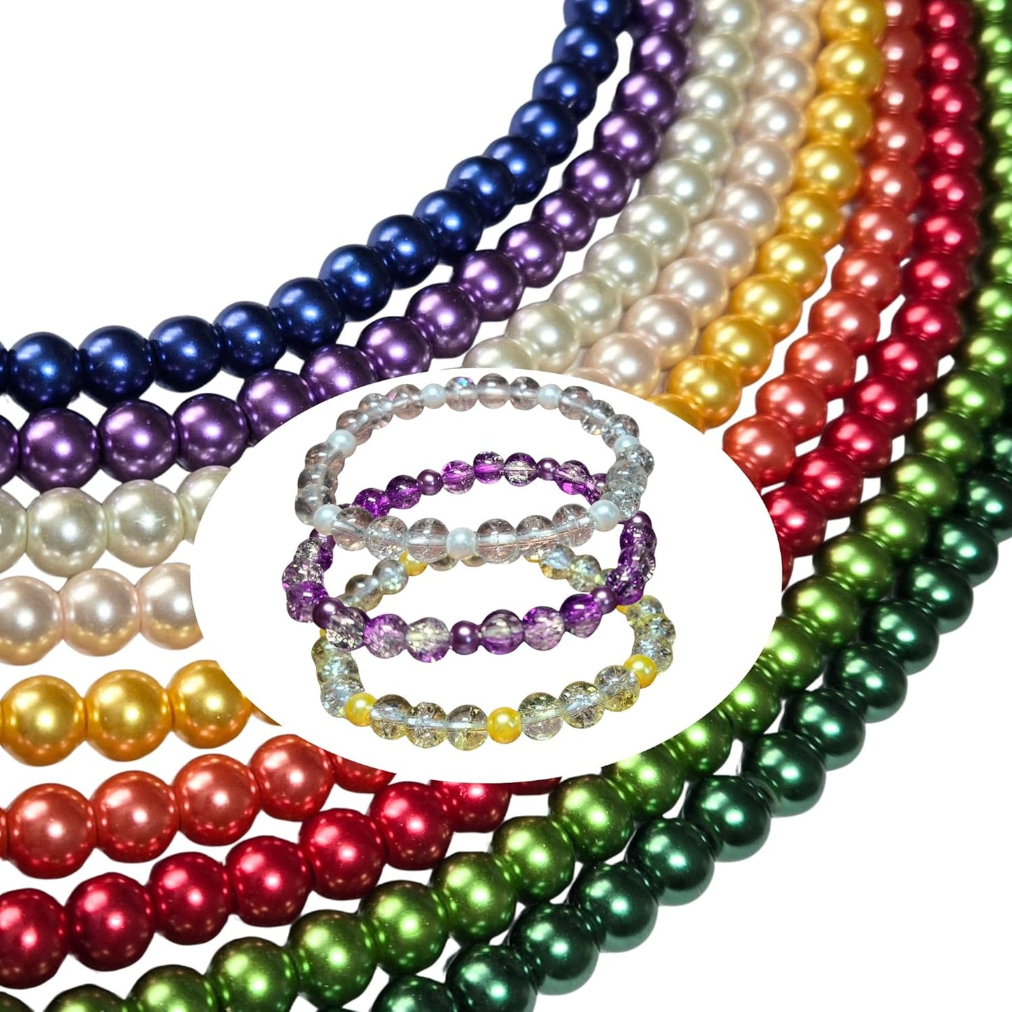 8mm Glass Beads Round Bulk for Bracelet, Glow in Dark Beads, DIY Jewelry Windchime Suncatcher Party Supplies, 300 pcs
