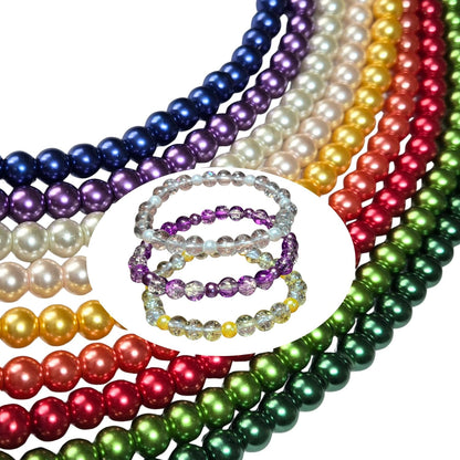 8mm Glass Beads Round Bulk for Bracelet, Glow in Dark Beads, DIY Jewelry Windchime Suncatcher Party Supplies, 300 pcs