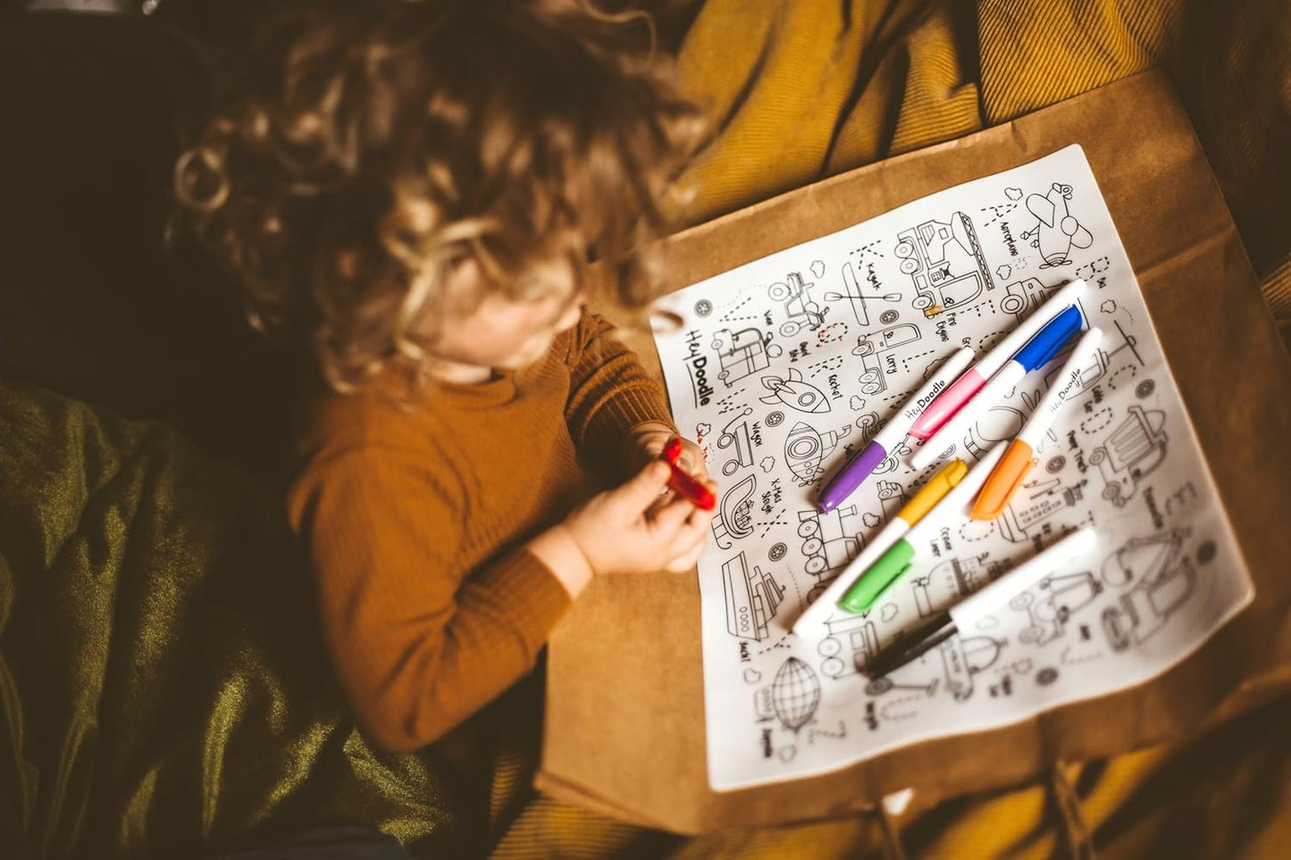 HeyDoodle Into The Wild Classic Doodle Mat – Reusable Silicone Alphabet Coloring Mat for Toddlers and Kids – Educational Animal Activity Pad with 9 Markers – Mess-Free Travel Toy – Ages 3-7