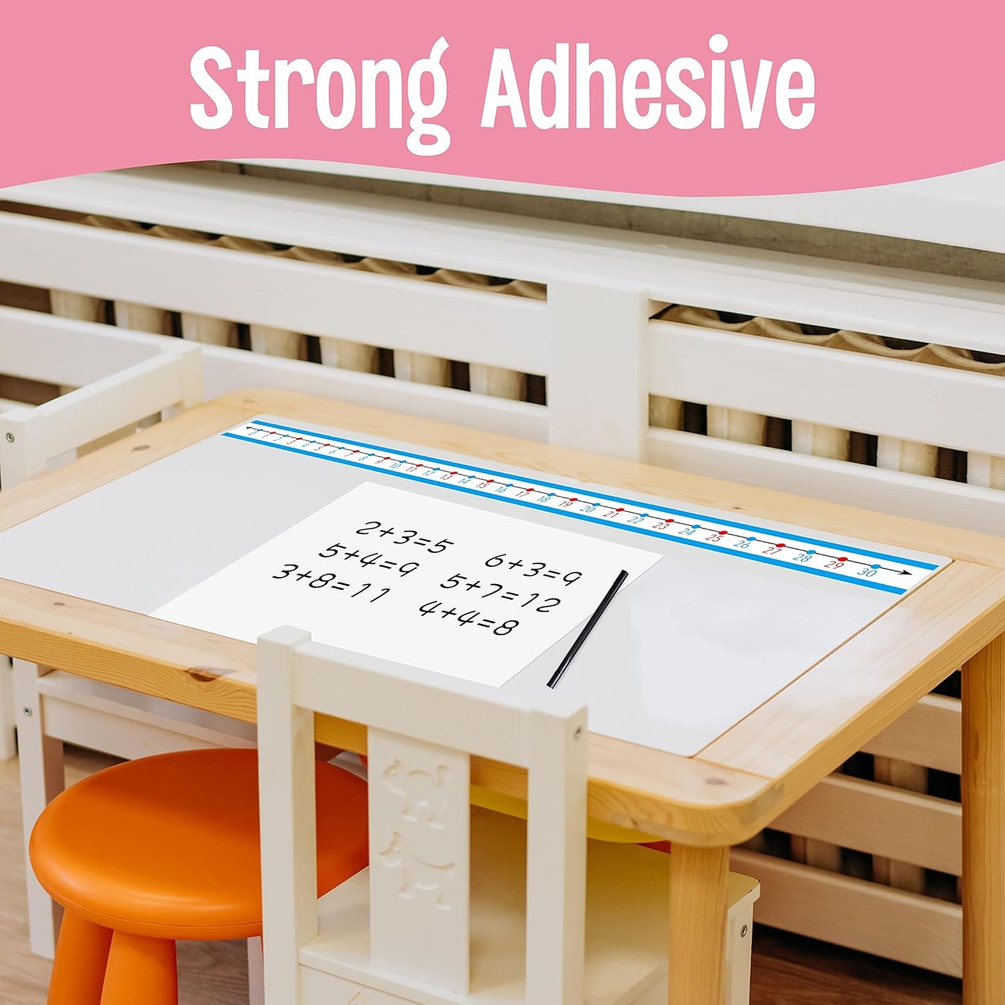 36 PCS Student Number Line, Self-Adhesive 0 to 30 Number Line Strips Erasable Surface Number Cognition, Counting, Sequencing, Color-Coded Even and Odd Numbers, Write on & Wipe Off for Classroom Use