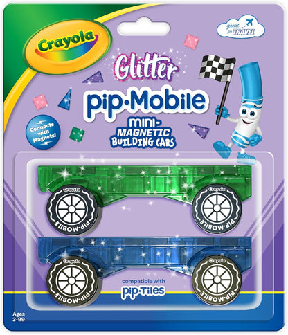 CreateOn Crayola Mini Magnetic PIP-Tiles, Building Set for Kids, Magnetic Building Toys for Kids, STEM Travel Toys for Boys and Girls Ages 3+, 24-Piece Set (Glitter)