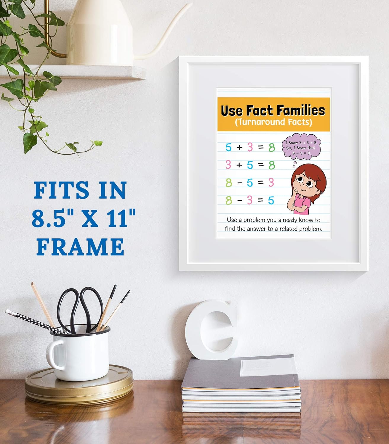 Carson Dellosa 14-Piece Mathematics Strategy Posters, 8.5" x 11" Wall Art Ten Frame, Counting, Number Line, Math Manipulatives, Facts, and More Strategies, Classroom Decor and Teacher Supplies