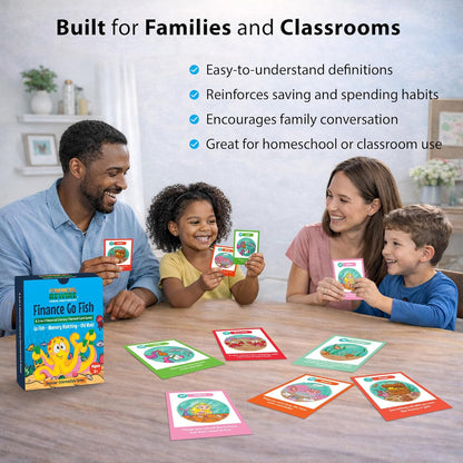 Finance Go Fish – 3-in-1 Financial Literacy Card Game for Kids Ages 5–12 | Go Fish, Memory & Old Maid | Educational Money Vocabulary Deck (Combo)