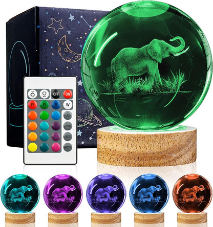 3D Solar System Crystal Ball Night Light with 16 Color LED Wooden Base, Upgraded 3.15 Inch Galaxy Planets Glass Ball Lamps with Remote for Birthday Christmas, Astronomy Space Gifts for Boys Girls