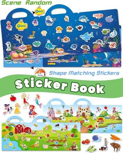 Walenced Reusable Sticker Book for Toddlers, Stickers for Kids, Toddler Sticker Book, Toddler Craft Activities, Toddler Travel Toys Ages 3 and Up Boy Girl Birthday Gifts